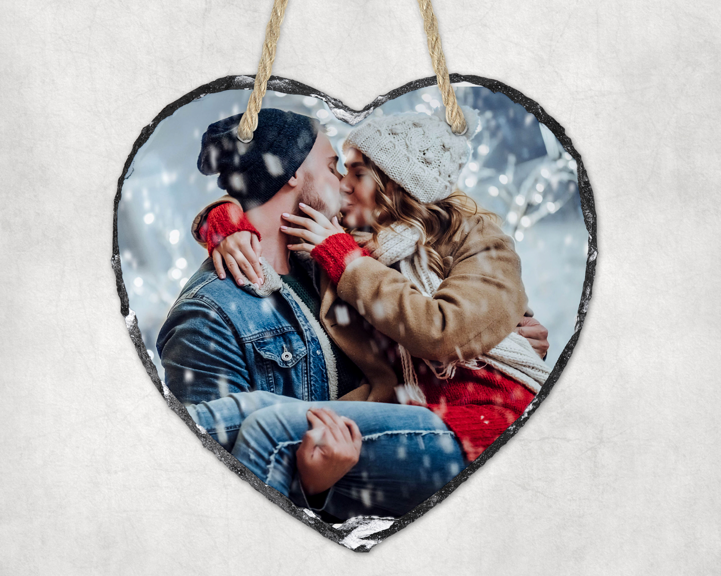 Personalised Hanging Heart Photo Slate Add your Photo 20x20cm