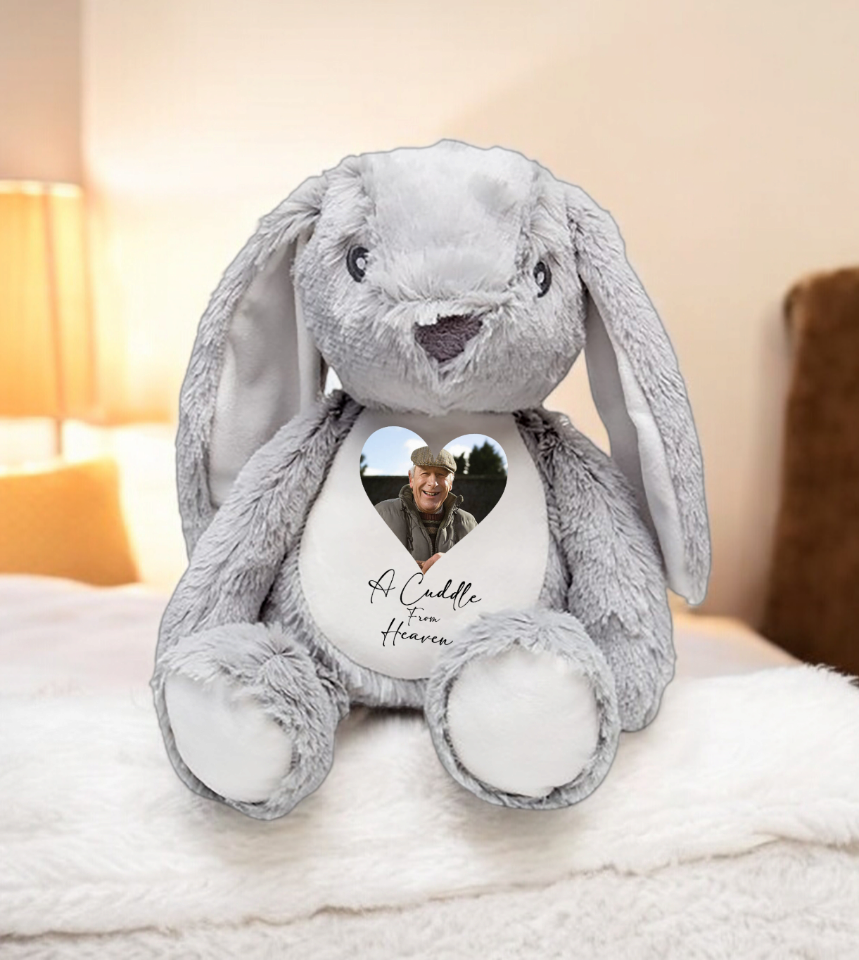 Personalised Memorial Bunny Upload Photo Keepsake Gift 30cm Bunny Cuddle From Heaven