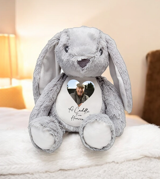 Personalised Memorial Bunny Upload Photo Keepsake Gift 30cm Bunny Cuddle From Heaven