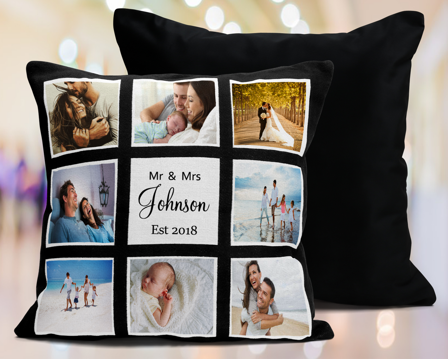 Personalised 9 Photo Linen Cushion with Filling Fan Beatles Taylor Fan Family Unofficial Choose Your Favourite